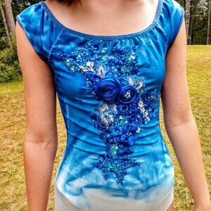 customized dance leotard women's small new, no tags